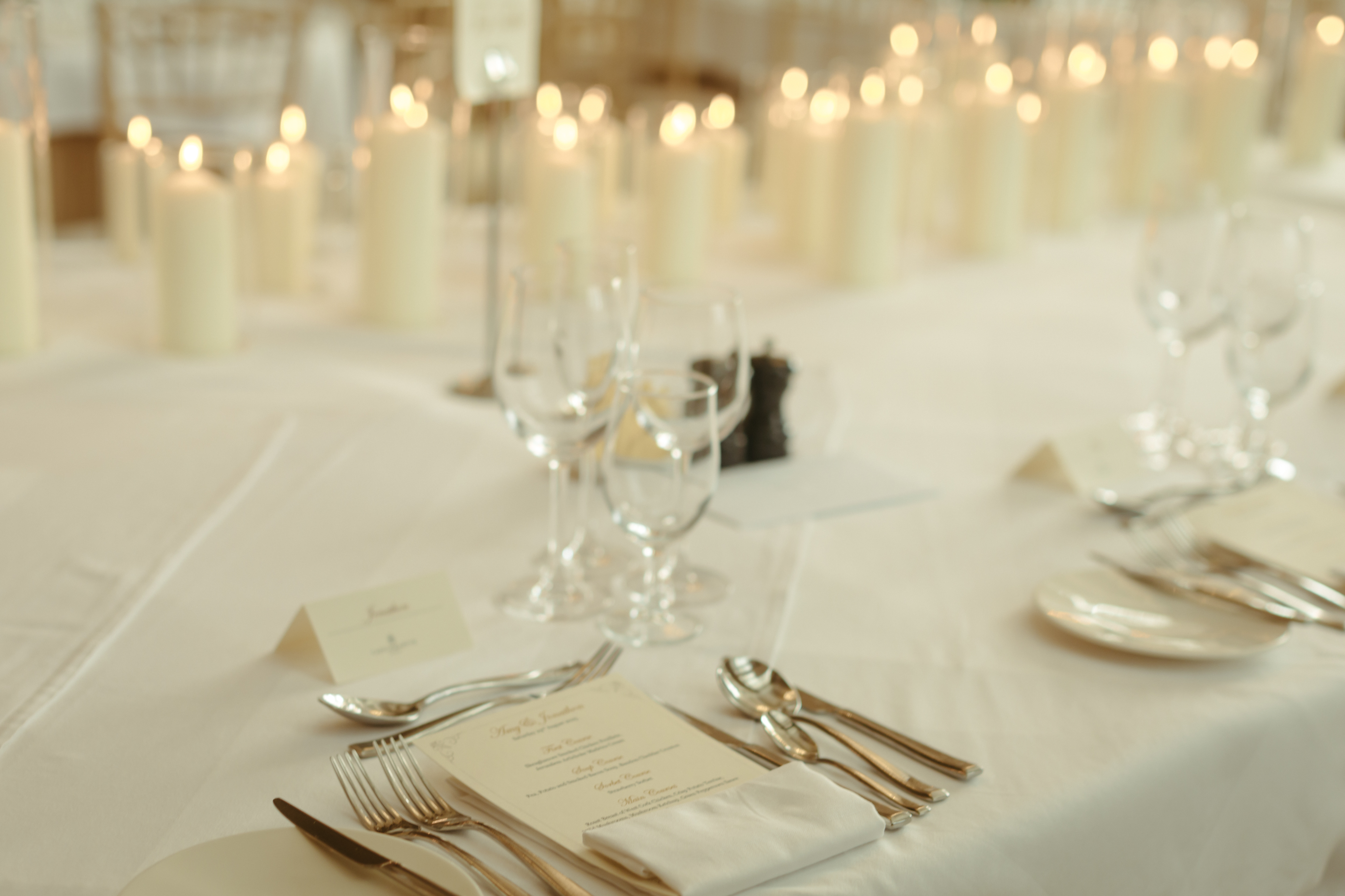 Romantic table setting with a blanket of candles